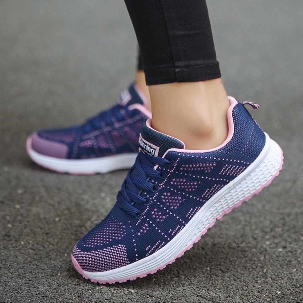 Navy and Pink Women's Athletic Running Shoes. - Picture 12 of 15